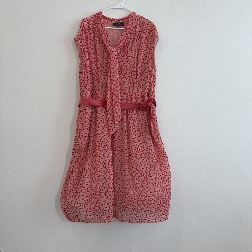 ModCloth Confetti Confection Fit And Flare Dress Women 22W Red Belted Semi Sheer